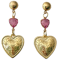 Gold Heart Drop Earrings